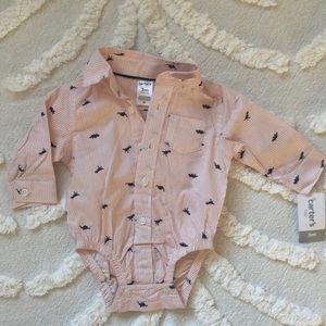 Brand new Carters button up dinosaur collar shirt